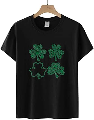 Camisas de manga curta de Bfafen para mulheres St Patricks Day Shamrock camisa redonda de pescoço para meninas blusas casuais