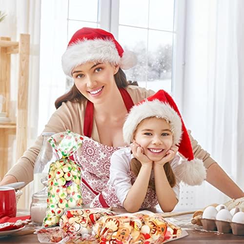 Blulu Christmas Sacos de celofane Snowflake Treat Bags Favor Favor