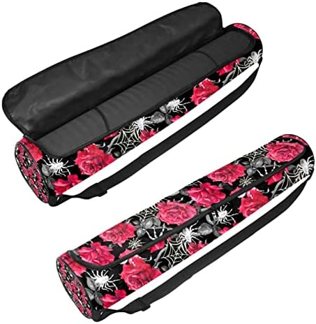 Bolsa de tapete de ioga unissex, transportadora de tapete de ioga com exercícios com alça de ombro ajustável e rosas, 6,7x33.9in/17x86