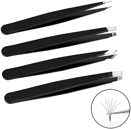 Tweezers 4 peças/set pinças de precisão industrial para sobrancelha diy Anti-estático Aço inoxidável Tweezers Reparo