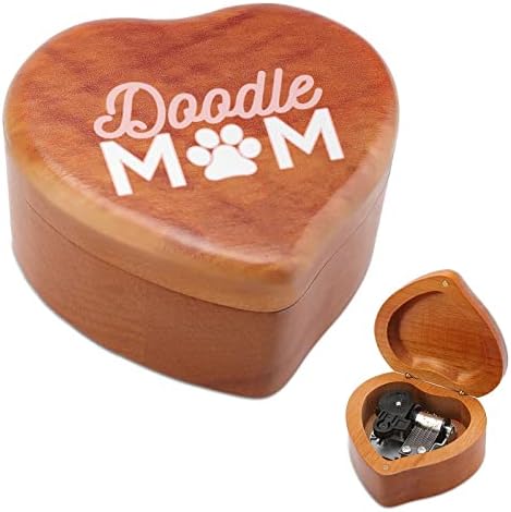 Doodle Mom Heart Music Box Wooden Musical Boxes Melhor presente para aniversário de aniversário de aniversário