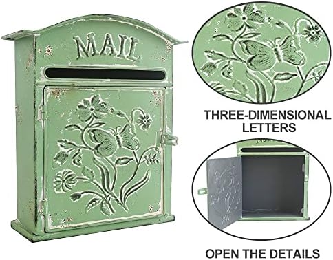 BIG FORTUNE Vintage caixa de correio Caixa de correio Montagem de parede Caixas de correio vintage Caixas de correio/Montagem da parede fora do estilo antigo, charme nostálgico decoração de casa metal caixa de correio jardim de decoração externa artesanato verde