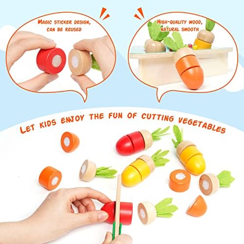 3 em 1 Finja corte de cenário de alimentos colheita de cenoura capturando brinquedos de minhocas de brinquedos finos de habilidades