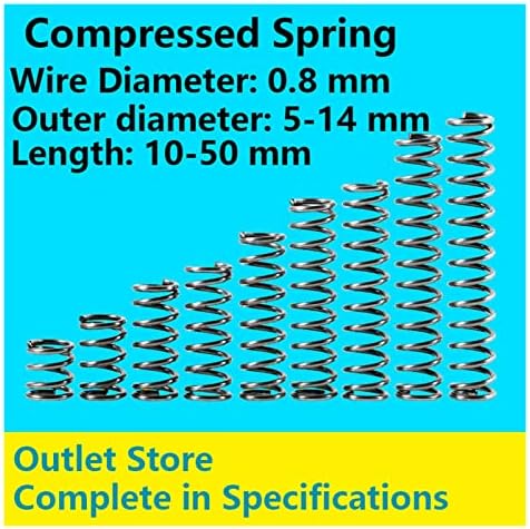 As molas de compressão são adequadas para a maioria dos reparos i compressão de compressão de compressão tamanho de mola de mola de mola de 0,8 mm, diâmetro externo 5-14mm 10pcs