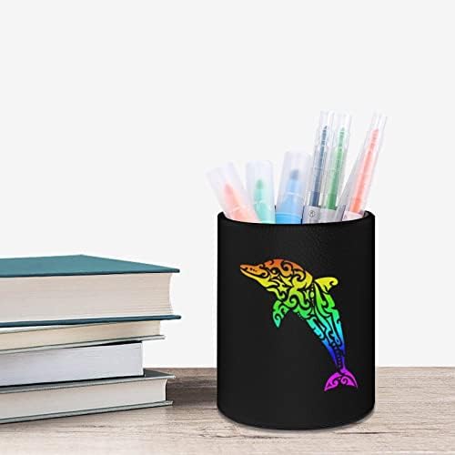 Rainbow Dolphin Pen Pen Pen Pen Cup para o suporte do escova de maquiagem do organizador de mesa Copo para escritório de aula em casa