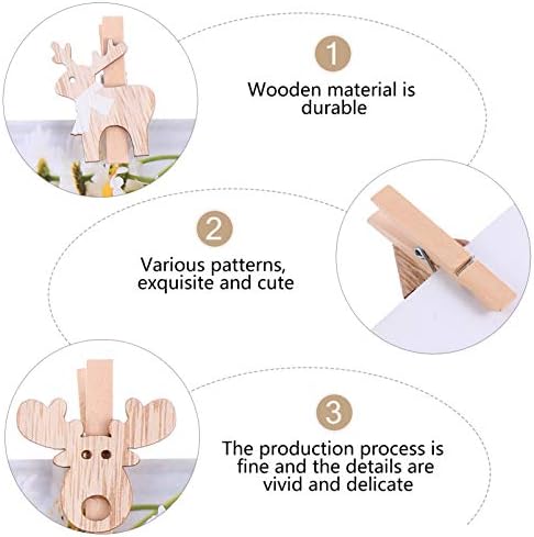StoBok 12pcs clipes de madeira de Natal Mini clipes de fotos de roupas de madeira prendedores de madeira pendurados
