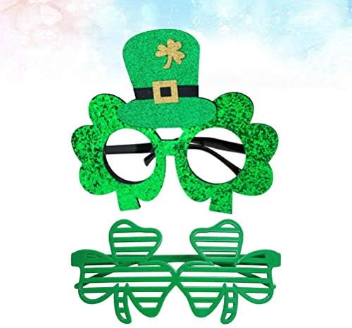 ABOOFAN 2PCS Festival Party Clover Glasses Ornament São Patrick Party Party Glitter Glitter Eyewear Shamrock Tophat