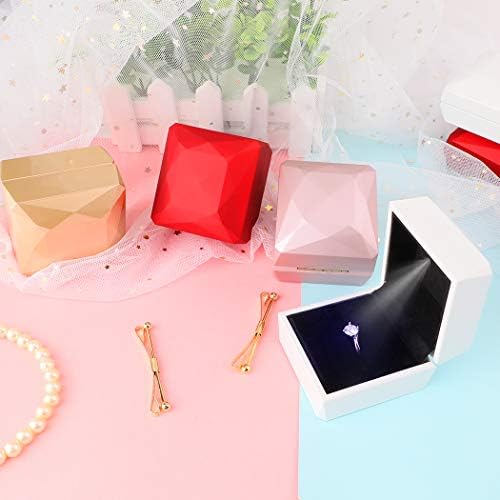 Isuperb Ring Box Proposta de engajamento Caixas de anel quadrado com caixa de jóias LED Light Jewelry para proposta de aniversário