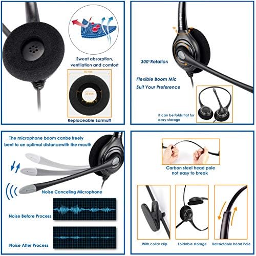 VoiceJOY USB Plugue fone de ouvido Call center Ruído do fone de ouvido com desconexão rápida, microfone ajustável, controle de volume