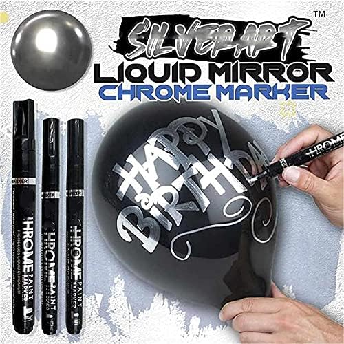 Marcador de cromo líquido, caneta de tinta refletiva de espelho DIY, marcador cromo de espelho líquido para qualquer superfície,
