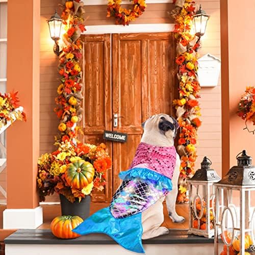 Trajes de traje de cães de sereia trajes de shalloween para cães, trajes engraçados de halloween trajes de sereia de
