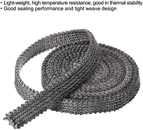 Patikil 6,56 pés x 0,59 polegadas de fibra de vidro de fibra de vidro, corda trançada de alta temperatura da vedação de junta para fogões de madeira, preto