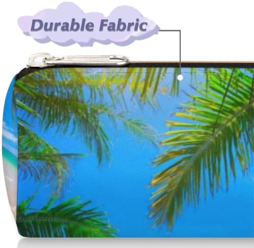 Porta -bolsa de capa de capa de palmeira tropical, bolsa de caneta, saco de lápis de zíper de praia marítima Ocean Sea Beach