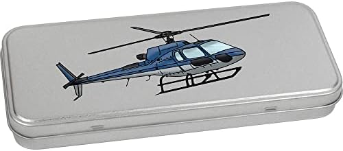Azeeda 'Helicóptero azul' Metal Articled Stationery Tin/Storage Box