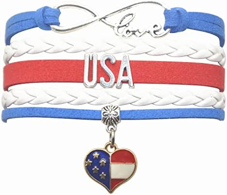 American USA Bracelet Jewelry - Infinity Love Love USA American Bandle Bracelet Gifts para mulheres, meninas, homens, meninos, presentes de bandeira americana, presentes de bandeira dos EUA