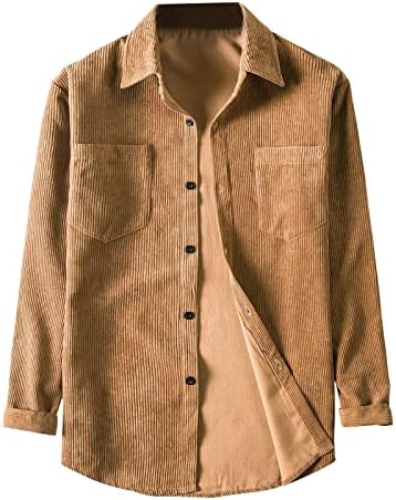 Jaqueta de camisa para homens caem fino fino com casaco de lapela leve à prova de vento velado veludo botão com botão de camisa