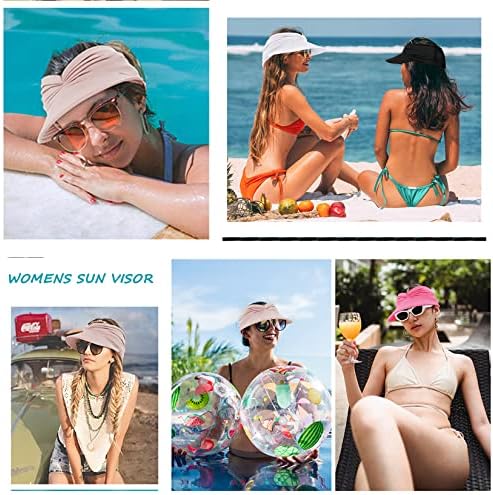 Komorebi Womens Sun Visor Hat Wide Brim Sun Visor Chaily Hat UPF 50+ Chapéus de Chapéus de Proteção de Verão Chapéus de praia