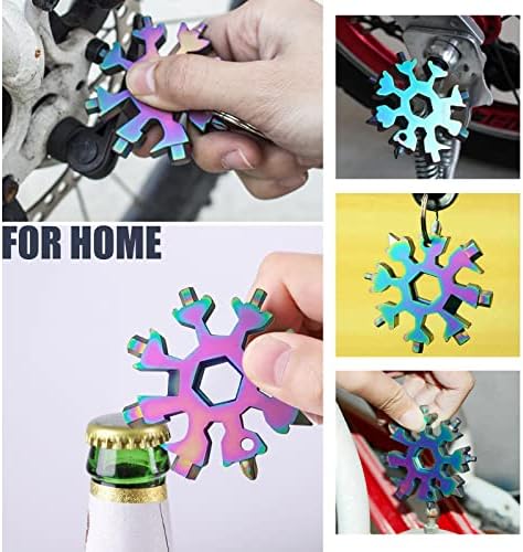 18 In-1 Snowflake Multi Tool Keychain portátil de aço inoxidável aço abridor de garrafa de abridor de parafuso de régua-de-trem-phillips