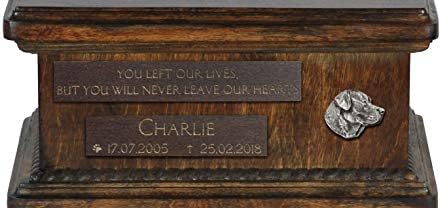 LABRADOR RETRIEVER, URN for Dog Ashes Memorial com estátua, nome de PET e citação - Artdog personalizado