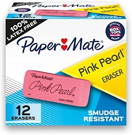 Mate -mate de papel borrachas rosa pérolas grandes, 12 contagem