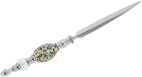 Glassofvenice Murano Glass Letter Operador - Confete branco de prata