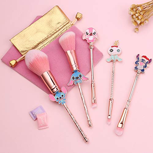Brush de maquiagem 7pcs com bolsa, Magical Girl Platinum Gold Cardcaptor Sakura Cosmetic Brushs com bolsa rosa fofa