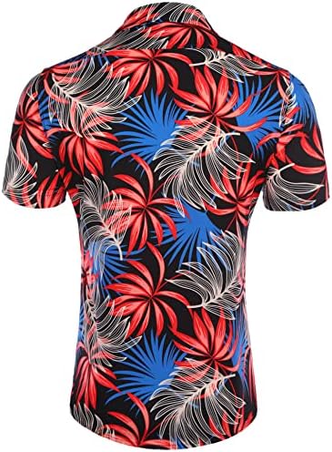 Daupanzees Mens Hawaiian Shirts Aloha Impresso de manga curta Botão para baixo