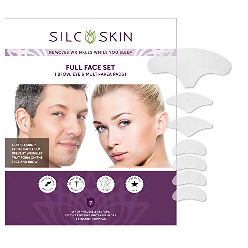 Decollette de pele SILC e pacote de rosto completo - contém 1 almofada de decoletas, 1 almofada de sobrancelha, 4 blocos de olhos,