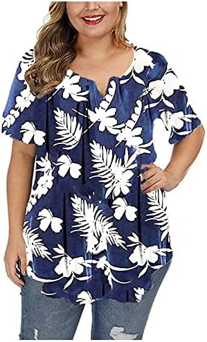 Camiseta da blusa para meninas de manga curta vneck algodão gráfico floral havaiano praia tropical solteira blouse de tamanho
