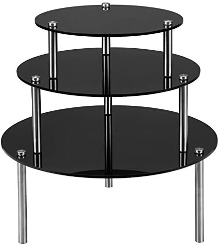 Mygift de 3 peças de 3 peças de bancada redonda sobremesa de servidor de acrílico preto e panfilia Riser Stands