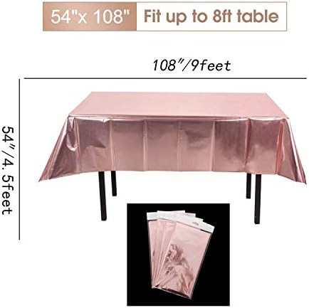 2 pacotes Rose Gold Gold Tinsel Foil Table Tak Tak Table Table para BINHUIários para Casamento Bacharel em Baby Shower Baby Shower