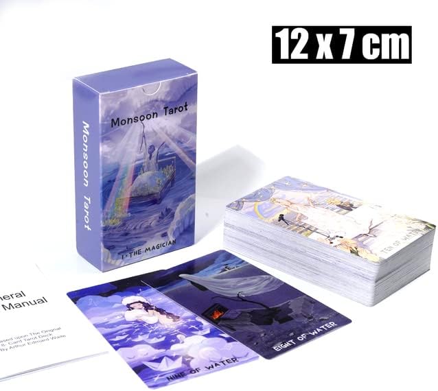 Monsoon Tarot, um deck de RWS artístico de 78 card sobre compaixão, empoderamento e vôos de fantasia, tamanho padrão: 4,75 x 2,75