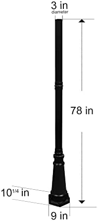 GAMA SONIC GS-97SP Imperial Lamp Post for Solar Lights Acessory, (preto