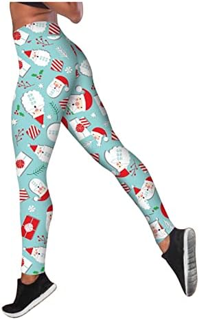 Leggings de Natal feminino Santa Snowman Party Leggings Xmas impressa na cintura alta calça calças de ioga de calça de calça