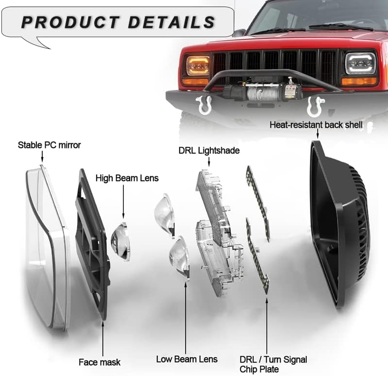 Faróis de 110w 5x7 polegadas de 7x6 polegadas HI/farol de feixe selado baixo, para Jeep Wrangler Cherokee, para Toyota