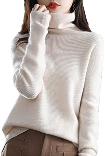 Pullover de suéter feminino Pullover alto lã de lã casual Tops