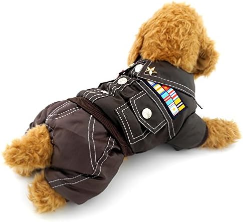 Smalllee_lucky_store casaco de cachorro pequeno jaqueta de lã militar de quatro leitágina de jumbo -de -leite de inverno roupas