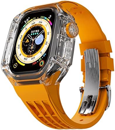 Caixa de kit de mod de kavju transparente para maçã de 49 mm de banda de esportes de borracha para iwatch série Ultra 8 Silicone Watch Strap