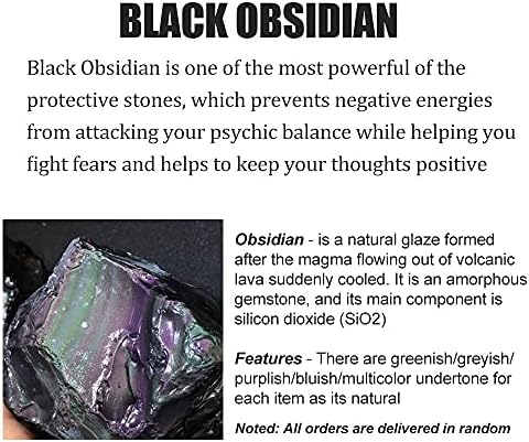 Haskare Energy Natural Stone Pingente Gravado Obsidiano Black Colar Colar Ajustável