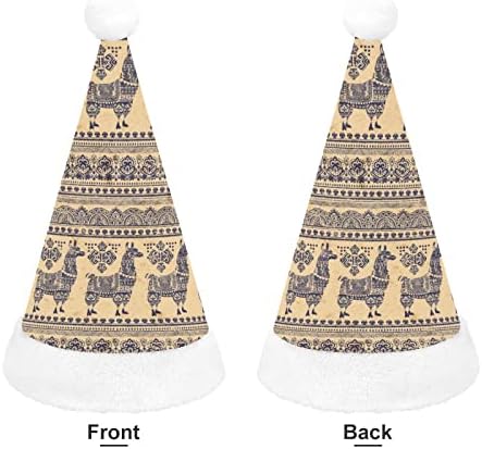 Lhama de alpaca fofa com ornamentos étnicos unissex clássico chapéu de natal chapéus adorável chapéu de chapéu de Natal