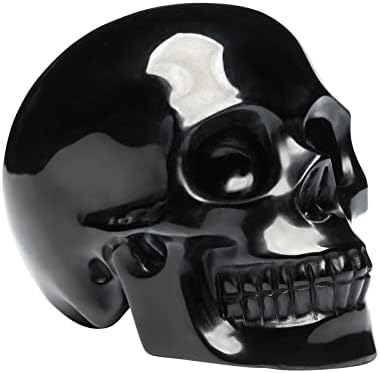 BMUAFRY 5'''''NATAL BLACK Obsidian Cristal Skull Hand Reiki Cura de cura estátua cura crânio Cabeça em casa Decoração da sala