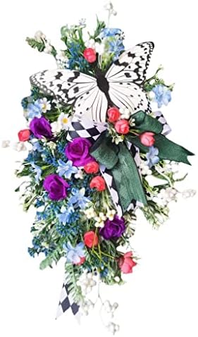 TJLSS Bem -vindo a grinaldas de borboleta Grusciais artificiais pingentes de grinaldas de primavera para a decoração de fazenda caseira interna de natal decoração