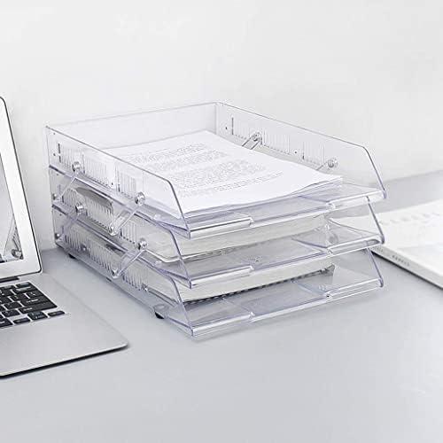N/A PP Material Paper Organizer Bandey, suporte de arquivo de mesa transparente - 3 níveis, titular da revista empilhável, classificador