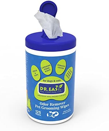Dr.asy Removedor de odor Pet Limpos de limpeza de 250ct Ingredientes à base de plantas para patas, corpo, nariz e traseiro, remova