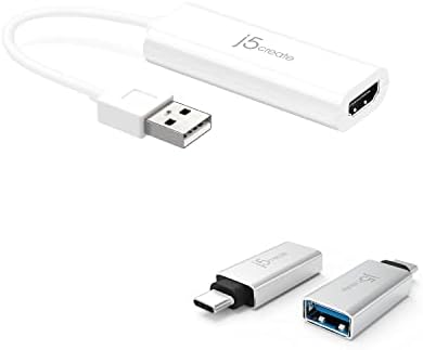 J5Create USB Tipo A para HDMI Adaptador de exibição + USB C Adaptador USB tipo A