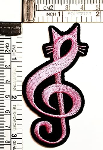 Kleenplus Pink Kitten Cartoon Music Note Patch Patch Apliques Appliques artesanal feita à mão menina menina Mulheres roupas DIY