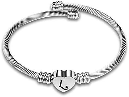 Luluaden Nome inicial Bracelets de charme para mulheres Cartas Bangle Casal Bracelets Presente para garotas Amigas Família