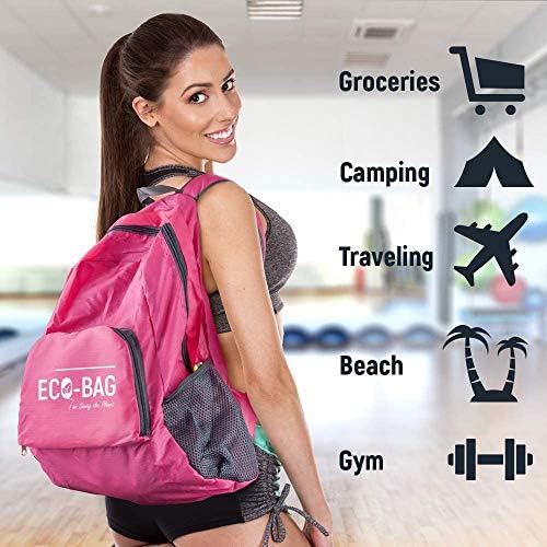 Viagem leve dobrável compacável Campo de camping leves esportes ao ar livre Backpack Daypack Pink