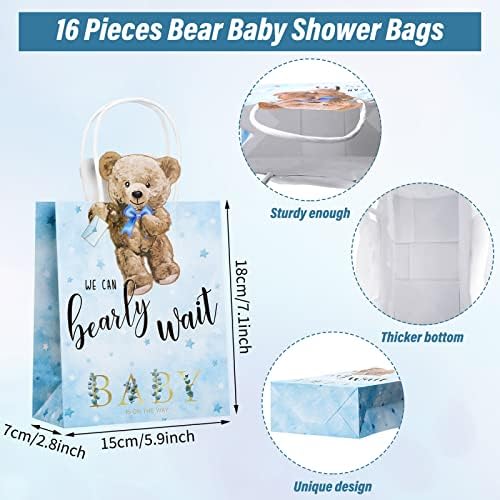 Sacos de chá de bebê de urso Tinlade Urso de papel sacos de presente com alças, podemos esperar que o chá de bebê favorece as