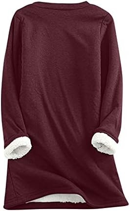 GDJGTA Mulheres de lã de lã grossa Crewneck Crewneck Winter acolchoado Velvet Warm Rouphe Tops Camisetas de túnica Plus Size S-5xl